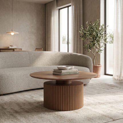 Βρες το Τραπέζι σαλονιού Opols pakoworld mdf καρυδί Φ90x42εκ σε μοναδική τιμή στο clickforshop.gr