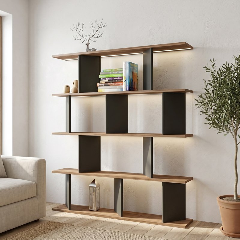 Βρες το Βιβλιοθήκη Ratu pakoworld ανθρακί με oak 120x24