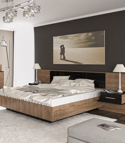 Βρες το Κρεβάτι Romilly pakoworld μαύρο gloss-καρυδί 160x200εκ σε μοναδική τιμή στο clickforshop.gr