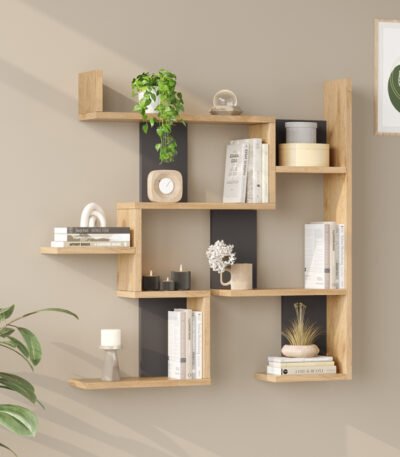 Βρες το Ραφιέρα τοίχου Maze pakoworld oak με ανθρακί 93