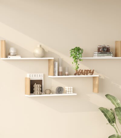 Βρες το Ραφιέρα τοίχου Flear pakoworld λευκό με oak 179x14