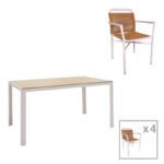 Βρες το Τραπεζαρία Nares-Clutch A σετ 5τεμ pakoworld λευκό αλουμίνιο και plywood σε φυσική απόχρωση 140x80x72.5εκ σε μοναδική τιμή στο clickforshop.gr