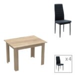 Βρες το Τραπεζαρία Manka-Parker pakoworld σετ 5τεμ mdf σε μαύρη-sonoma απόχρωση 110x80x77εκ σε μοναδική τιμή στο clickforshop.gr