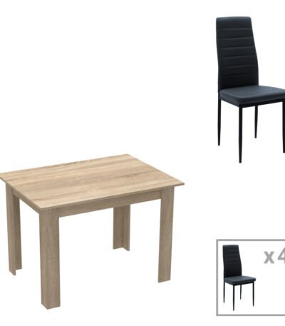 Βρες το Τραπεζαρία Manka-Parker pakoworld σετ 5τεμ mdf σε μαύρη-sonoma απόχρωση 110x80x77εκ σε μοναδική τιμή στο clickforshop.gr
