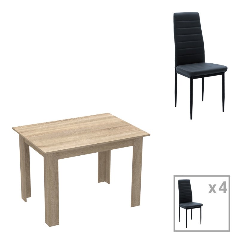 Τραπεζαρία Manka-Parker pakoworld σετ 5τεμ mdf σε μαύρη-sonoma απόχρωση 110x80x77εκ Βρες το Τραπεζαρία Manka-Parker pakoworld σετ 5τεμ mdf σε μαύρη-sonoma απόχρωση 110x80x77εκ σε μοναδική τιμή στο clickforshop.gr