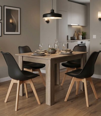Βρες το Τραπεζαρία Manka-Gaston pakoworld σετ 5τεμ σε sonoma truffle-μαύρη απόχρωση 110x80x77εκ σε μοναδική τιμή στο clickforshop.gr
