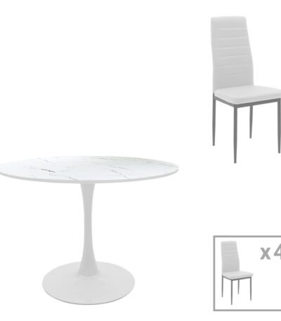 Βρες το Τραπεζαρία Balou-Parker pakoworld σετ 5τεμ λευκό Φ100x73εκ σε μοναδική τιμή στο clickforshop.gr