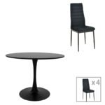 Βρες το Τραπεζαρία Balou-Parker pakoworld σετ 5τεμ μαύρο Φ120x73εκ σε μοναδική τιμή στο clickforshop.gr