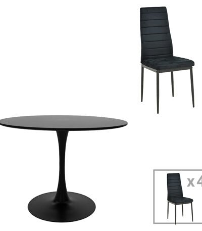 Βρες το Τραπεζαρία Balou-Parker pakoworld σετ 5τεμ μαύρο Φ120x73εκ σε μοναδική τιμή στο clickforshop.gr