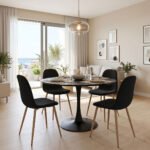 Βρες το Τραπεζαρία Bella-Balou pakoworld σετ 5τεμ MDF μαύρο-ύφασμα μαύρο Φ120x73εκ σε μοναδική τιμή στο clickforshop.gr
