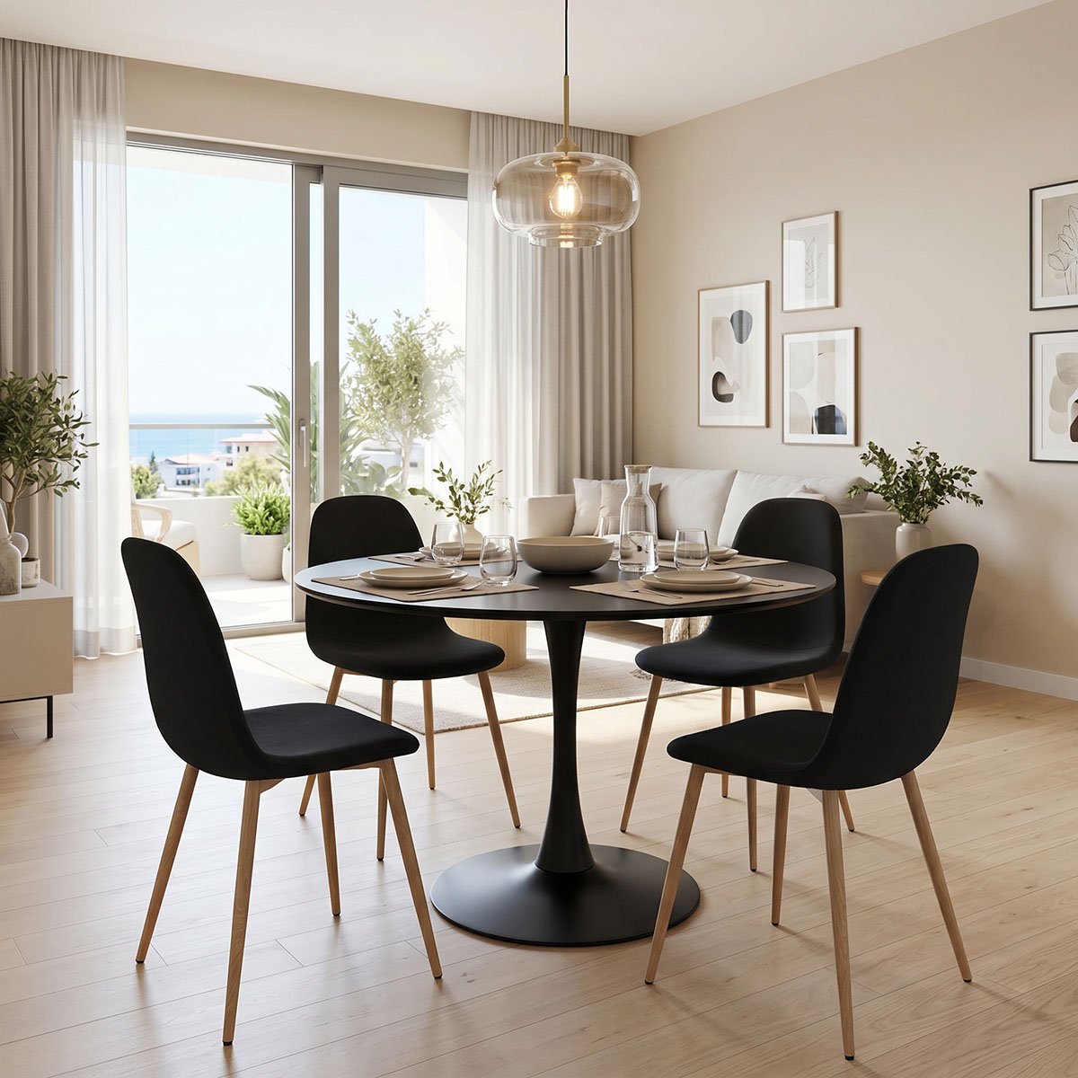 Τραπεζαρία Bella-Balou pakoworld σετ 5τεμ MDF μαύρο-ύφασμα μαύρο Φ120x73εκ Βρες το Τραπεζαρία Bella-Balou pakoworld σετ 5τεμ MDF μαύρο-ύφασμα μαύρο Φ120x73εκ σε μοναδική τιμή στο clickforshop.gr