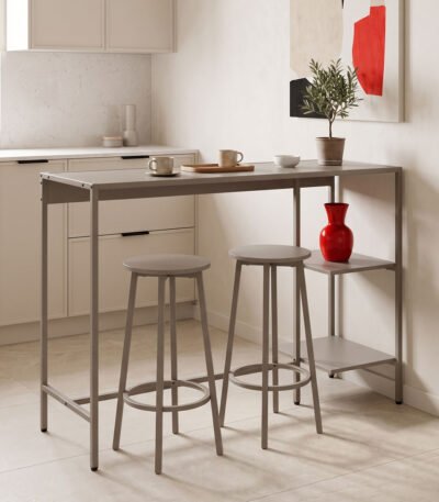 Βρες το Σετ τραπέζι μπαρ Nexous pakoworld 3τεμ taupe μέταλλο 124x44x100εκ σε μοναδική τιμή στο clickforshop.gr