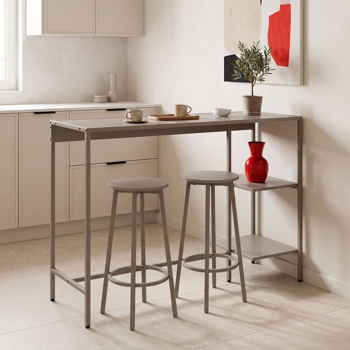 Σετ τραπέζι μπαρ Nexous pakoworld 3τεμ taupe μέταλλο 124x44x100εκ Βρες το Σετ τραπέζι μπαρ Nexous pakoworld 3τεμ taupe μέταλλο 124x44x100εκ σε μοναδική τιμή στο clickforshop.gr