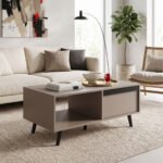 Βρες το Τραπέζι σαλονιού Nectra pakoworld taupe με μαύρο 100x50x45εκ σε μοναδική τιμή στο clickforshop.gr