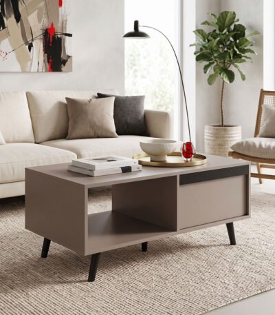 Βρες το Τραπέζι σαλονιού Nectra pakoworld taupe με μαύρο 100x50x45εκ σε μοναδική τιμή στο clickforshop.gr