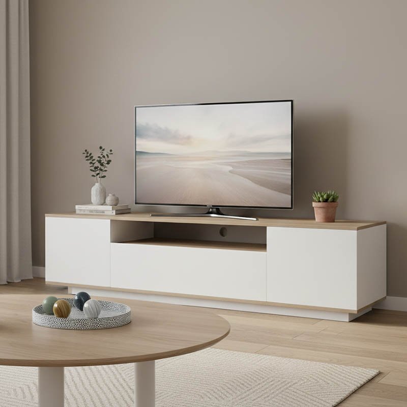 Έπιπλο τηλεόρασης Winey pakoworld σε sonoma-λευκή απόχρωση 180x44.5x44.5εκ Βρες το Έπιπλο τηλεόρασης Winey pakoworld σε sonoma-λευκή απόχρωση 180x44.5x44.5εκ σε μοναδική τιμή στο clickforshop.gr