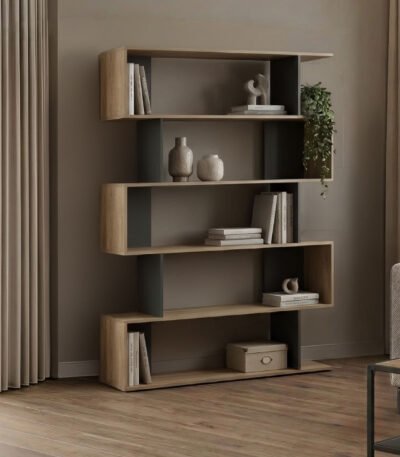 Βρες το Βιβλιοθήκη Tetri pakoworld sonoma-ανθρακί 121.8x25.4x158.8εκ σε μοναδική τιμή στο clickforshop.gr