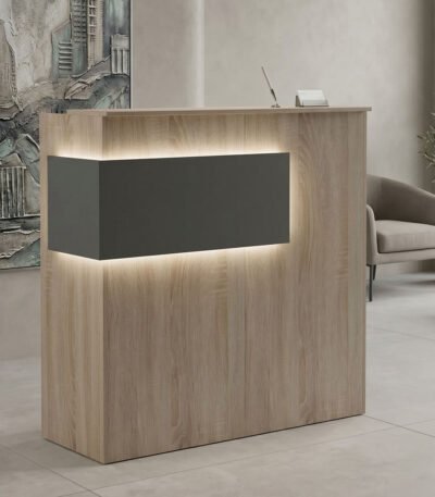 Βρες το Γραφείο reception Optima pakoworld με led sonoma-ανθρακί 110x40x110εκ σε μοναδική τιμή στο clickforshop.gr