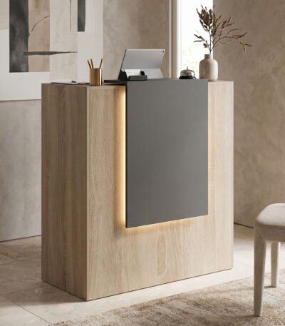 Βρες το Γραφείο reception Zowel pakoworld με led sonoma-ανθρακί 90x40x110εκ σε μοναδική τιμή στο clickforshop.gr