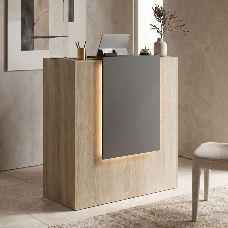 Βρες το Γραφείο reception Zowel pakoworld με led sonoma-ανθρακί 90x40x110εκ σε μοναδική τιμή στο clickforshop.gr