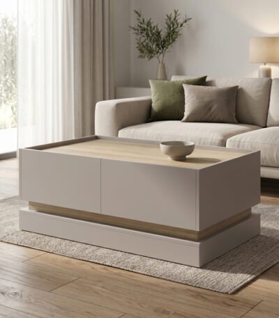 Βρες το Τραπέζι σαλονιού Wendo pakoworld taupe-sonoma 97x60x40εκ σε μοναδική τιμή στο clickforshop.gr
