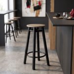 Βρες το Σκαμπό μπαρ Onyx pakoworld ξύλο δρυς-μέταλλο μαύρο gloss Φ33x77εκ σε μοναδική τιμή στο clickforshop.gr