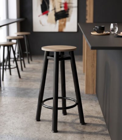 Βρες το Σκαμπό μπαρ Onyx pakoworld ξύλο δρυς-μέταλλο μαύρο gloss Φ33x77εκ σε μοναδική τιμή στο clickforshop.gr