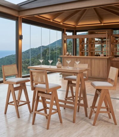 Βρες το Τραπεζαρία μπαρ Winslow pakoworld σετ 5τεμ ξύλο rubberwood ανοιχτό καρυδί 120x45x100εκ σε μοναδική τιμή στο clickforshop.gr