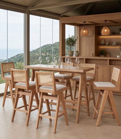 Βρες το Τραπεζαρία μπαρ Winslow pakoworld σετ 7τεμ ξύλο rubberwood ανοιχτό καρυδί 120x45x100εκ σε μοναδική τιμή στο clickforshop.gr