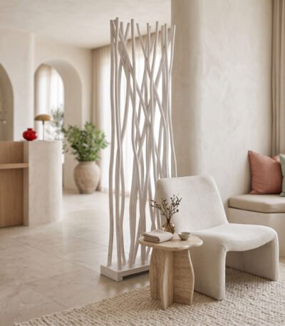 Βρες το Διακοσμητικό δαπέδου Jati pakoworld teak ξύλο σε white wash απόχρωση 60x20x190εκ σε μοναδική τιμή στο clickforshop.gr