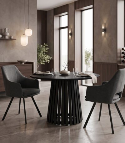Βρες το Τραπέζι Kenda I pakoworld mindi ξύλο μαύρο Φ120x75εκ σε μοναδική τιμή στο clickforshop.gr