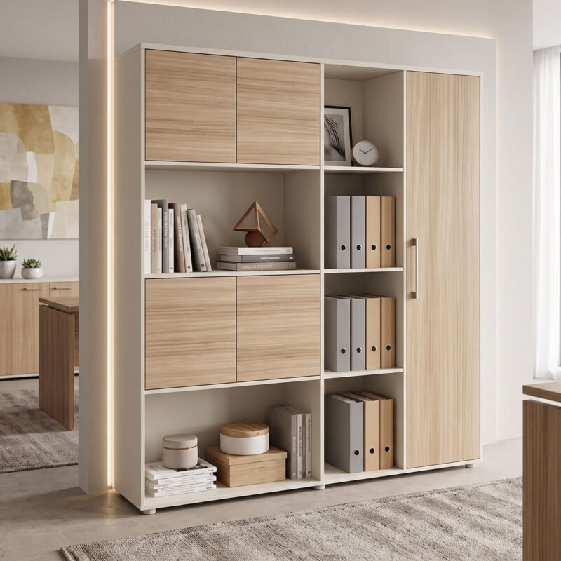 Βρες το Βιβλιοθήκη γραφείου Stark pakoworld μπεζ oak 160x40x200εκ σε μοναδική τιμή στο clickforshop.gr