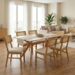 Βρες το Τραπεζαρία Raffles pakoworld σετ 7τεμ rubberwood με pe rattanσε φυσική απόχρωση 150x90x76εκ σε μοναδική τιμή στο clickforshop.gr