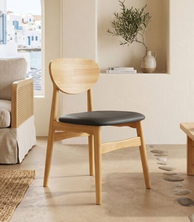 Βρες το Καρέκλα Cardith pakoworld rubberwood-plywood σε φυσική απόχρωση-pu μαύρο 48x51x78εκ σε μοναδική τιμή στο clickforshop.gr