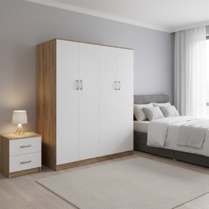 Βρες το Ντουλάπα τετράφυλλη Athos Ι pakoworld sonoma-λευκό 160x42x180εκ σε μοναδική τιμή στο clickforshop.gr