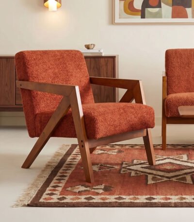 Βρες το Πολυθρόνα Garifa pakoworld terracotta ύφασμα με πόδι σε καρυδί απόχρωση 79x75x75εκ σε μοναδική τιμή στο clickforshop.gr