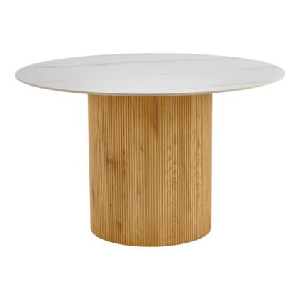 Βρες το Τραπέζι Sikulu pakoworld oak MDF με κεραμική επιφάνεια σε λευκό μαρμάρου Φ125x77εκ σε μοναδική τιμή στο clickforshop.gr