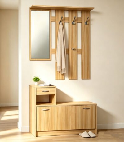 Βρες το Έπιπλο εισόδου Jentia pakoworld  με καθρέπτη sonoma MDF 113x100x89εκ σε μοναδική τιμή στο clickforshop.gr