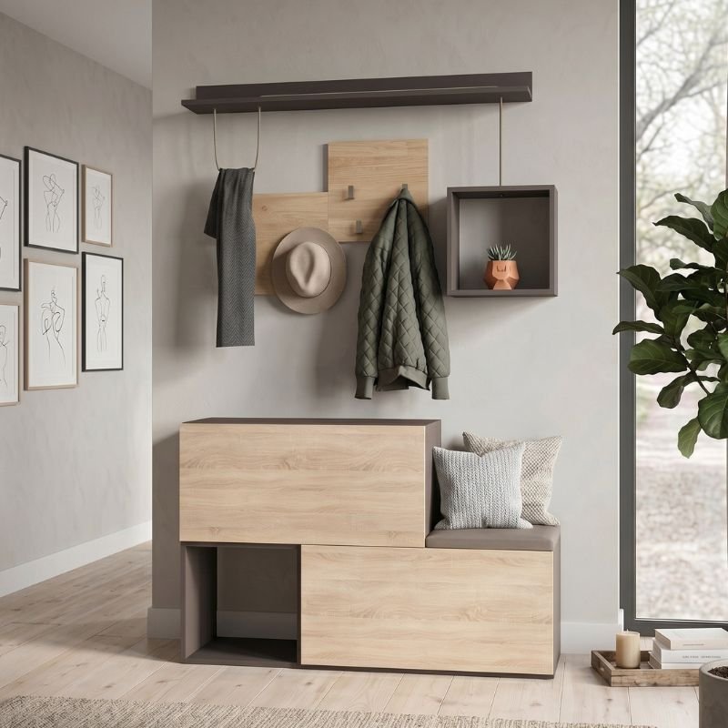 Βρες το Έπιπλο εισόδου - παπουτσοθήκη Holdon Megapap sapphire oak/ανθρακί 120x36