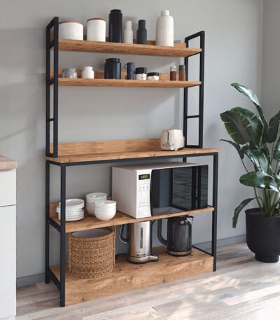 Βρες το Έπιπλο κουζίνας Foyer Megapap χρώμα μαύρο - pine oak 101x36x160