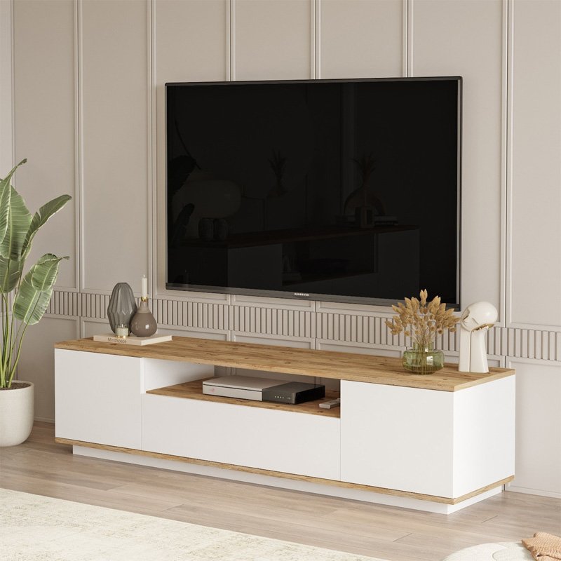 Βρες το Έπιπλο τηλεόρασης Fedya Megapap χρώμα λευκό - sapphire oak 180x45x44