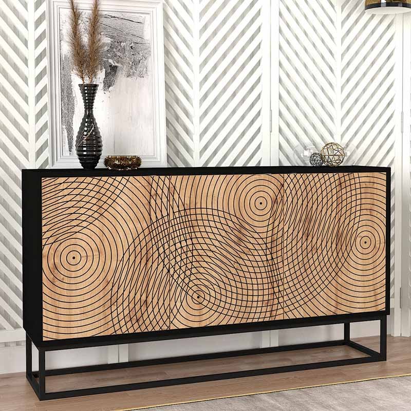 Βρες το Μπουφές Themis Megapap χρώμα μαύρο - sapphire oak 150x35x83