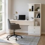 Βρες το Γραφείο εργασίας Mantra Megapap χρώμα λευκό 155x60x152εκ. σε μοναδική τιμή στο clickforshop.gr