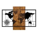 Βρες το Διακοσμητικό τοίχου World Map Megapap ξύλινο - μεταλλικό χρώμα καρυδί - μαύρο 85x3x58εκ. σε μοναδική τιμή στο clickforshop.gr